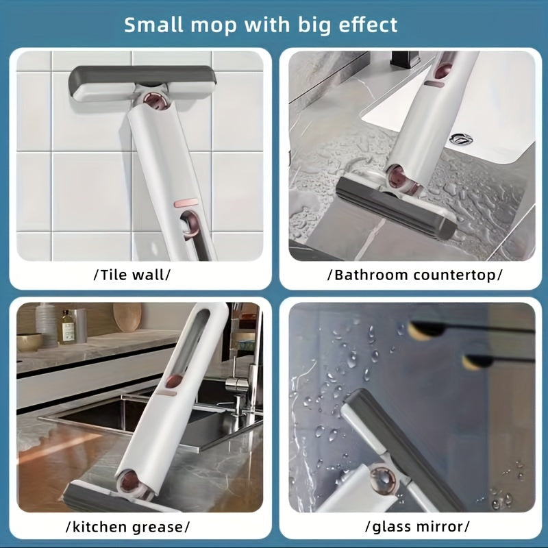New Portable Self-Nsqueeze Mini Mop, Lazy Hand Wash-Free Strong Absorbent Mop Multifunction Portable Squeeze Cleaning Mop Desk Window Glass Cleaner Kitchen Car Sponge Cleaning Mop Home Cleaning Tools