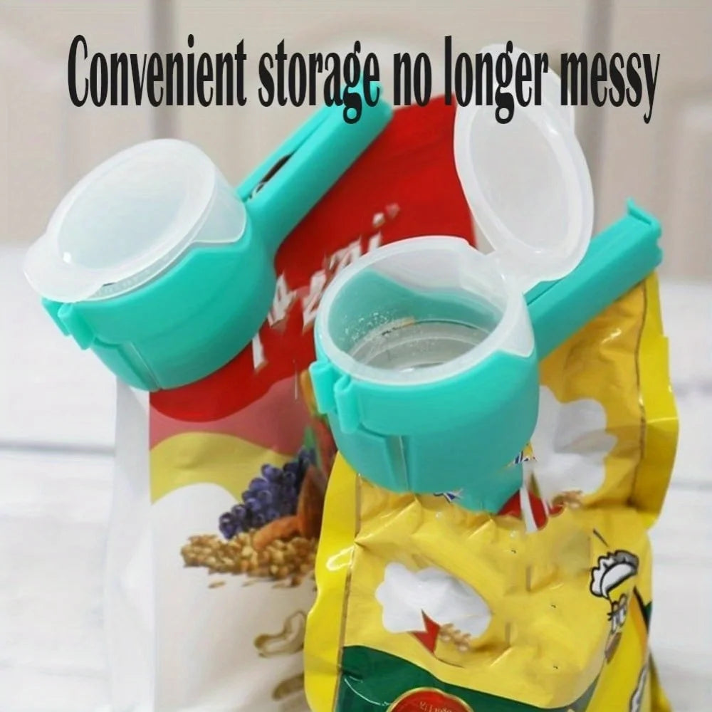 4Pcs Reusable Bag Clips with Pour Spout - Food Sealing Clips for Snacks Etc., Kitchen Gadgets