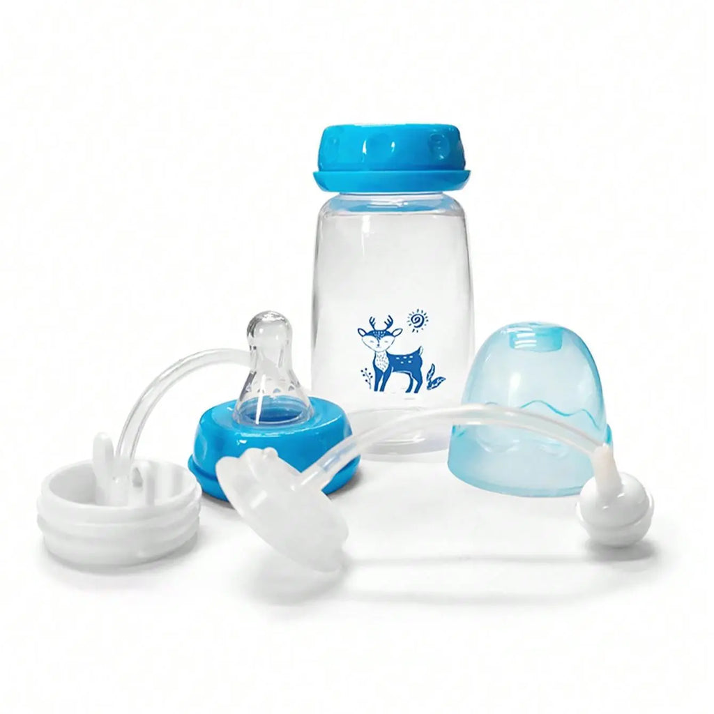 150Ml Baby Bottle, 1 Box Hands Free anti Colic BPA Free Baby Feeding Bottle with Straws and Silicone Pacifier, Cute Baby Bottle for Breastfeeding, Newborn Baby Essentials Accessories