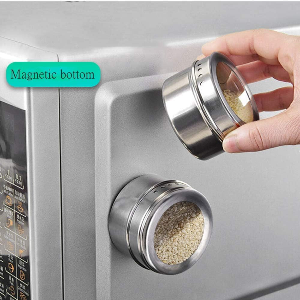 5Pack Magnetic Spice Tins, Stainless Steel Container Storage Box with Transparent Lid for Storing Herbs, Spices and Other Seasonings