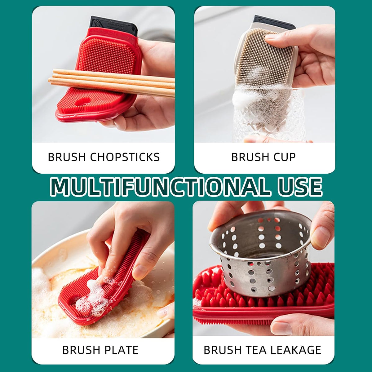 2 in 1 Vegetable Fruit Silicone Brush,Multi Functional Potato Scrubber with Silicone Bristles,Kitchen Cleaning Tool Hanging Hole Reusable for Fruits Vegetables,2 Pieces.