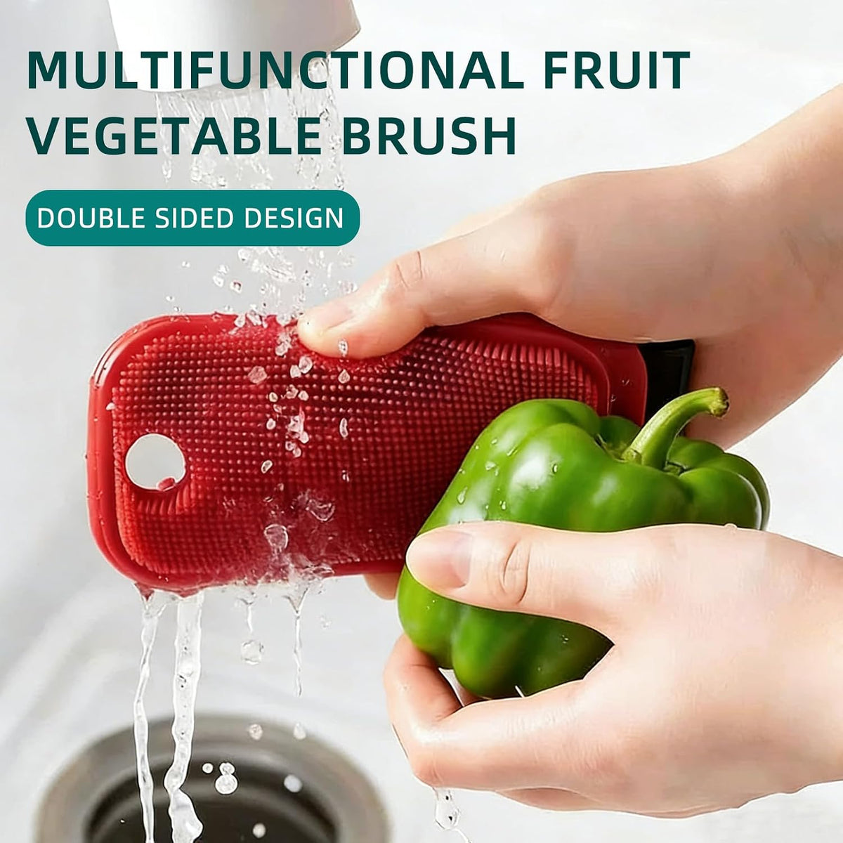 2 in 1 Vegetable Fruit Silicone Brush,Multi Functional Potato Scrubber with Silicone Bristles,Kitchen Cleaning Tool Hanging Hole Reusable for Fruits Vegetables,2 Pieces.
