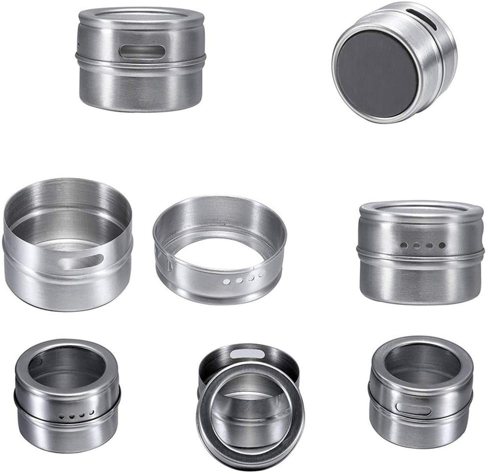 5Pack Magnetic Spice Tins, Stainless Steel Container Storage Box with Transparent Lid for Storing Herbs, Spices and Other Seasonings