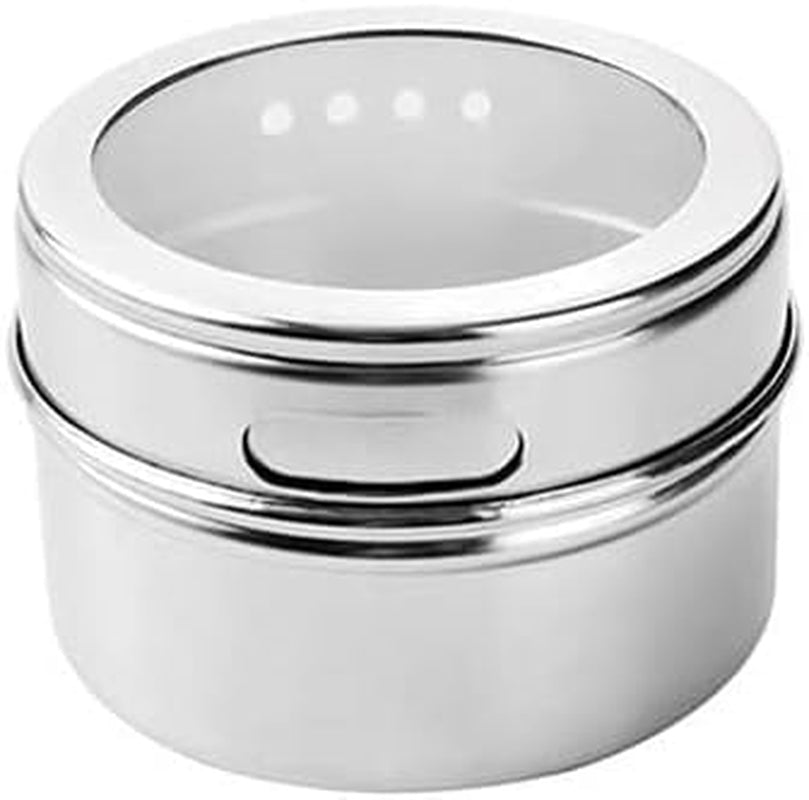 5Pack Magnetic Spice Tins, Stainless Steel Container Storage Box with Transparent Lid for Storing Herbs, Spices and Other Seasonings