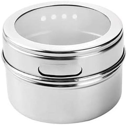 5Pack Magnetic Spice Tins, Stainless Steel Container Storage Box with Transparent Lid for Storing Herbs, Spices and Other Seasonings