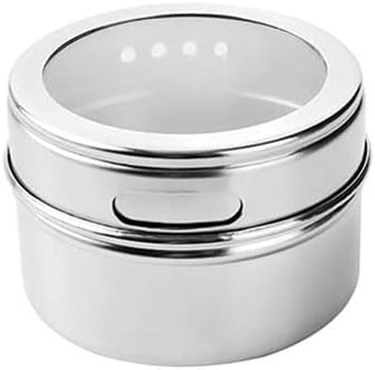 5Pack Magnetic Spice Tins, Stainless Steel Container Storage Box with Transparent Lid for Storing Herbs, Spices and Other Seasonings