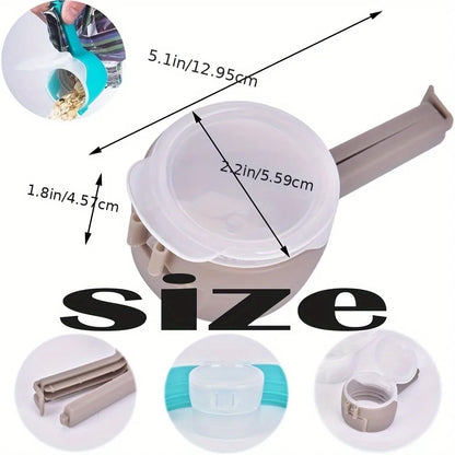 4Pcs Reusable Bag Clips with Pour Spout - Food Sealing Clips for Snacks Etc., Kitchen Gadgets