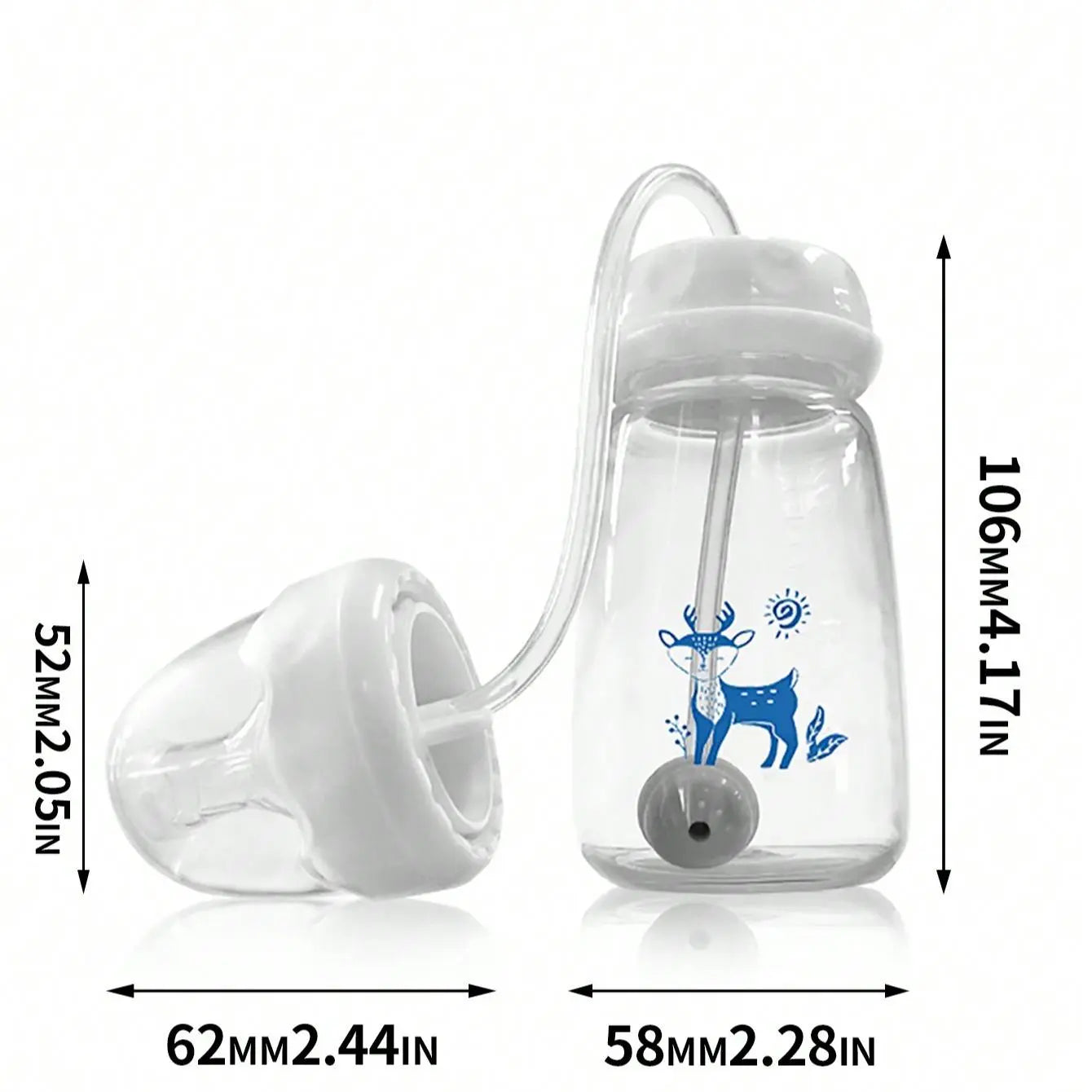 150Ml Baby Bottle, 1 Box Hands Free anti Colic BPA Free Baby Feeding Bottle with Straws and Silicone Pacifier, Cute Baby Bottle for Breastfeeding, Newborn Baby Essentials Accessories