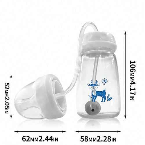 150Ml Baby Bottle, 1 Box Hands Free anti Colic BPA Free Baby Feeding Bottle with Straws and Silicone Pacifier, Cute Baby Bottle for Breastfeeding, Newborn Baby Essentials Accessories