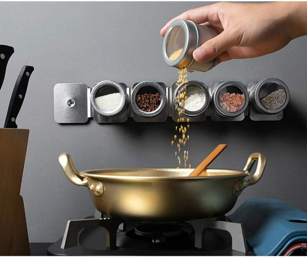 5Pack Magnetic Spice Tins, Stainless Steel Container Storage Box with Transparent Lid for Storing Herbs, Spices and Other Seasonings