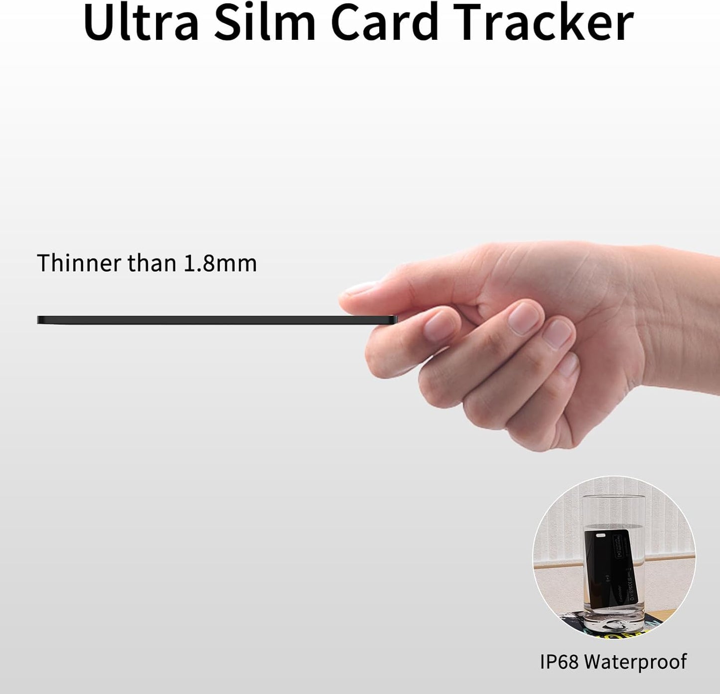 Rechargeable Smart Wallet Tracker Card Compatible with Apple Find My (iOS Only), Bluetooth Tracking Device for Wallets and Luggage, IP68 Water Resistant (Single Pack)